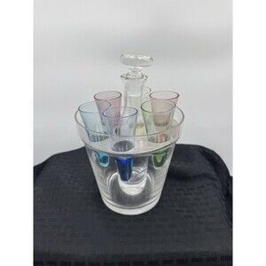 Vintage Tequilla / Vodka Chiller Decanter Ice Bicket Shot Glasses Set